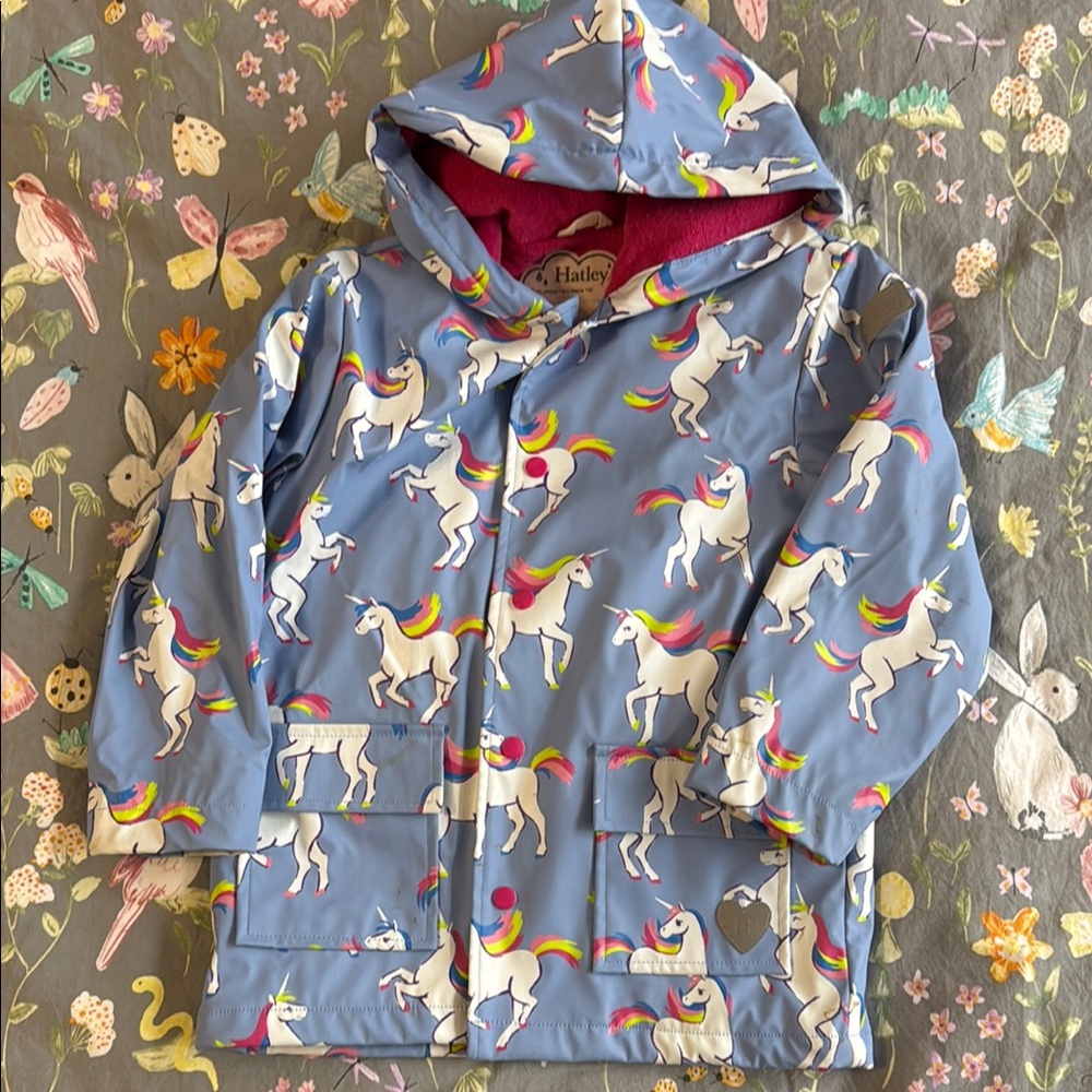 Hatley Blue Unicorn Print Raincoat